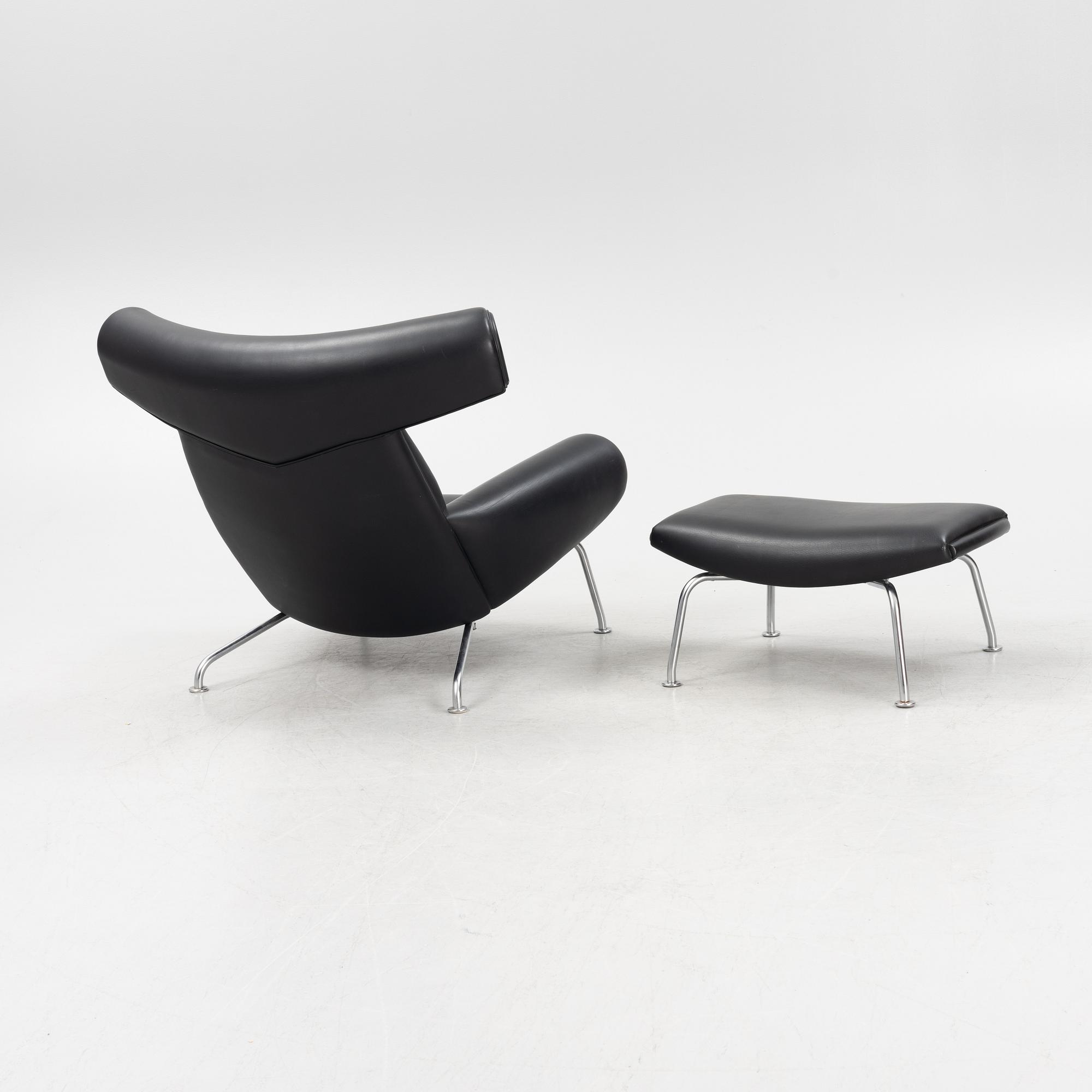 Hans J Wegner, an 'Ox Chair' and an ottoman, for Erik Jørgensen, Denmark, 2005 and 2010.