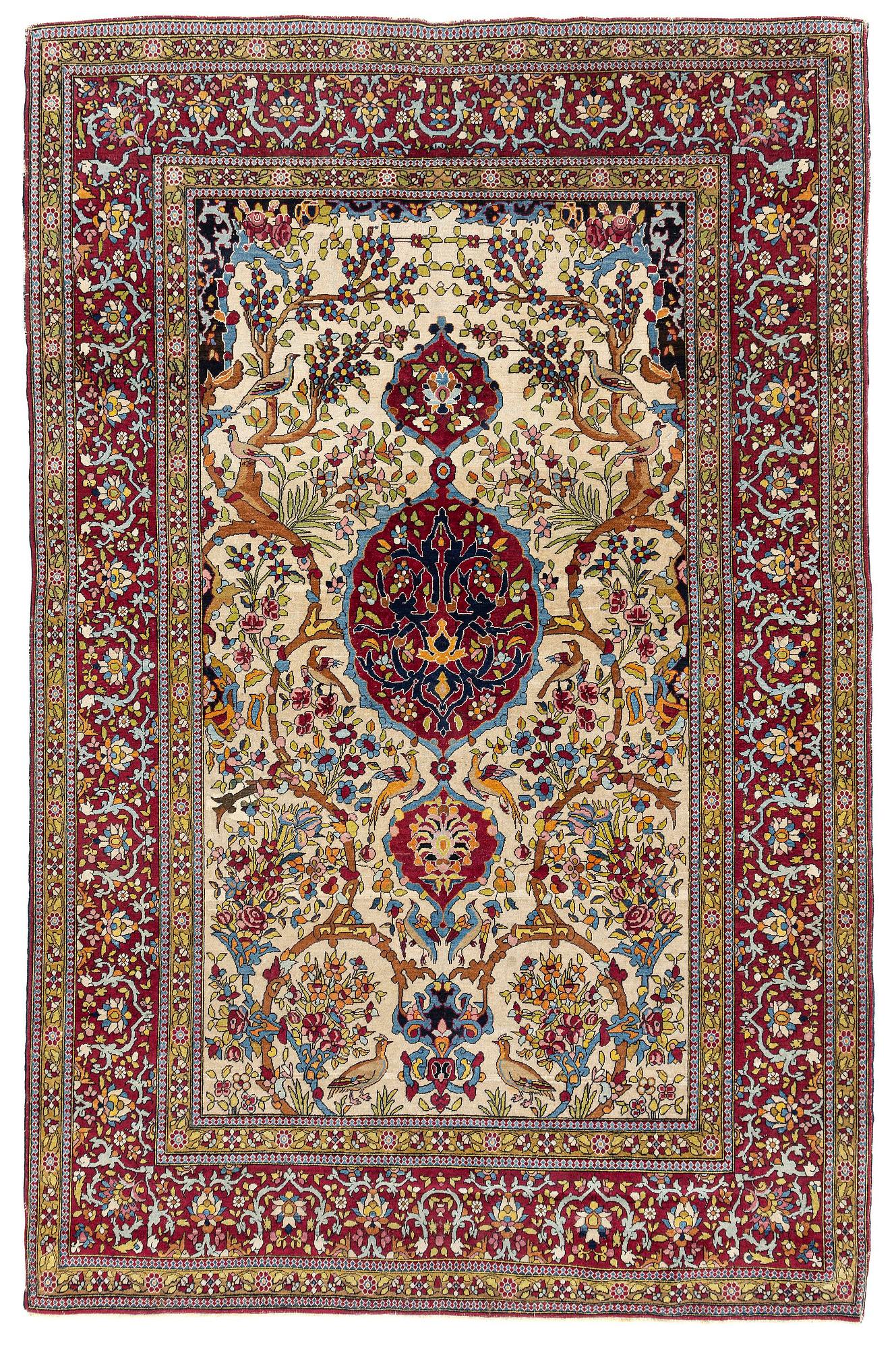 An antique Isfahan rug, Central Persia, c. 219 x 143 cm.