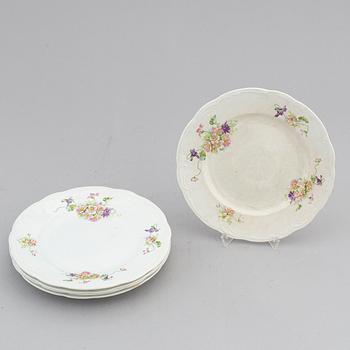 Five Russian faiance dishes, Kuznetsov, 1890-1917.