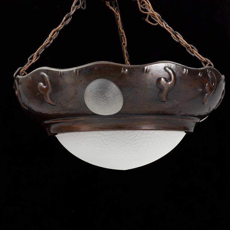 An Art Noveau ceiling light, early 20th century.