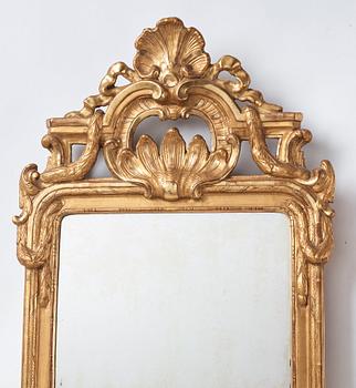 A Transition Rococo/Gustavian 18th century mirror by Johan Åkerblad (master in Stockholm 1758-1799).
