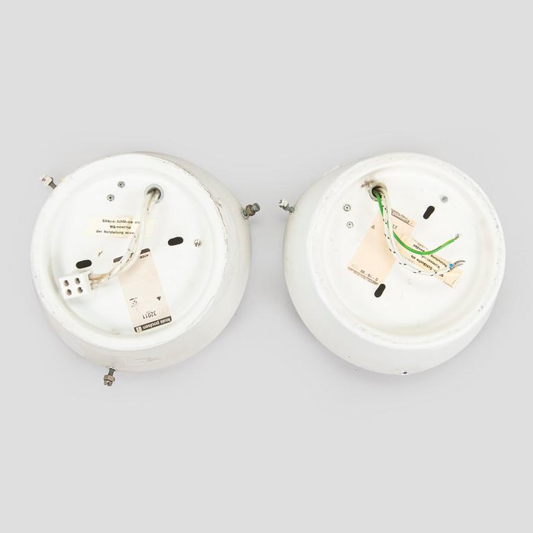 Arne Jacobsen, ceiling lamps/wall lamps, a pair, "AJ-Eklipta", Louis Poulsen, Denmark.