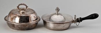 DUBBELKAROTT SAMT SERVERINGSKASTRULL, nysilver, AG Dufva, tidigt 1900-tal.