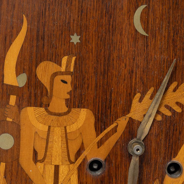 A table clock, 'The Three Wise Men', Mjölby Intarsia, 1930s.