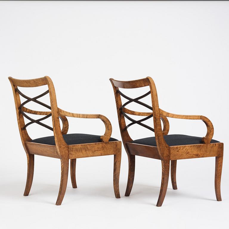Carl Malmsten, a pair of armchairs, Swedish Grace, Svenska Möbelfabrikerna Bodafors, 1920s,.