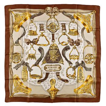 1324. A set of three silk scarves by Hermès, "Etriers" and "Thalassa".