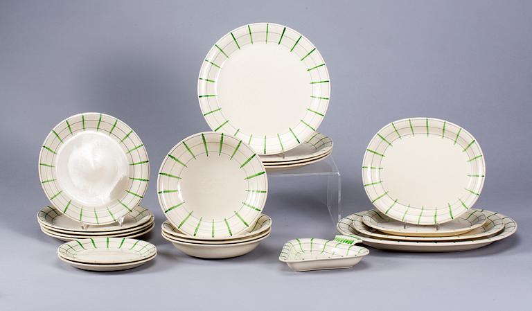SERVISDELAR, ca 20 delar, flintgods, "Spaljé", Kåge, Gustavsberg.