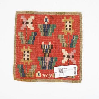 Märta Måås-Fjetterström, a textile,"Blommor på röd botten", flat weave, signed AB MMF,