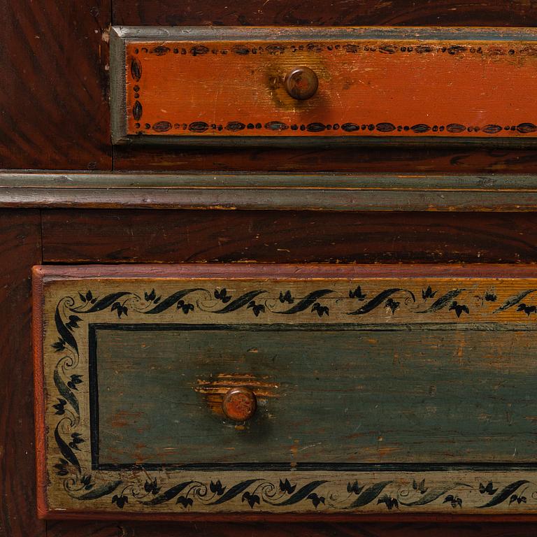 A PAINTED PINE CUPBOARD DATED FROM 1805 JÄMTLAND, SWEDEN.