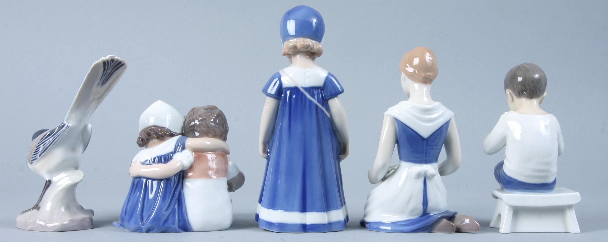 FIGURINER, 5 st, porslin, Bing & Gröndahl, Danmark, 1900-tal.