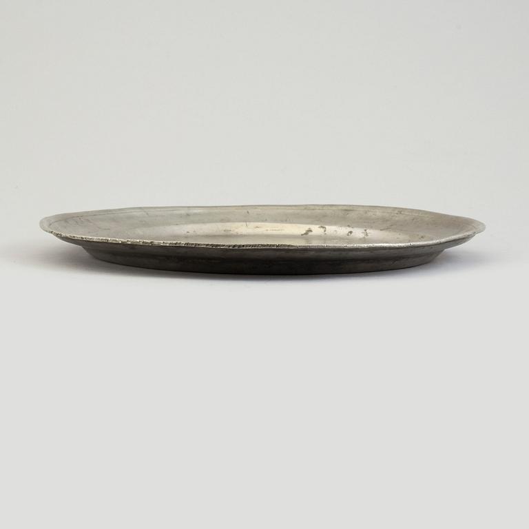 A DISH, pewter, Claes Törnqvist, Gävle 1759.
