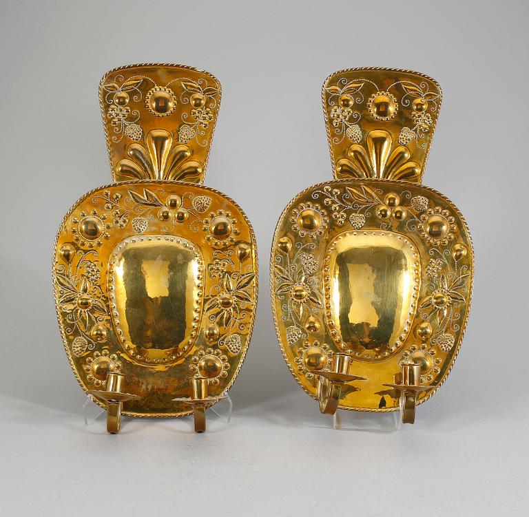 LJUSLAMPETTER, ett par, mässing, barockstil, tidigt 1900-tal.