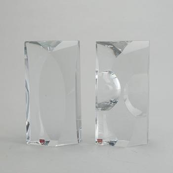 SVEN PALMQVIST, a pair of signed glass sculptures Orrefors late 20th century.