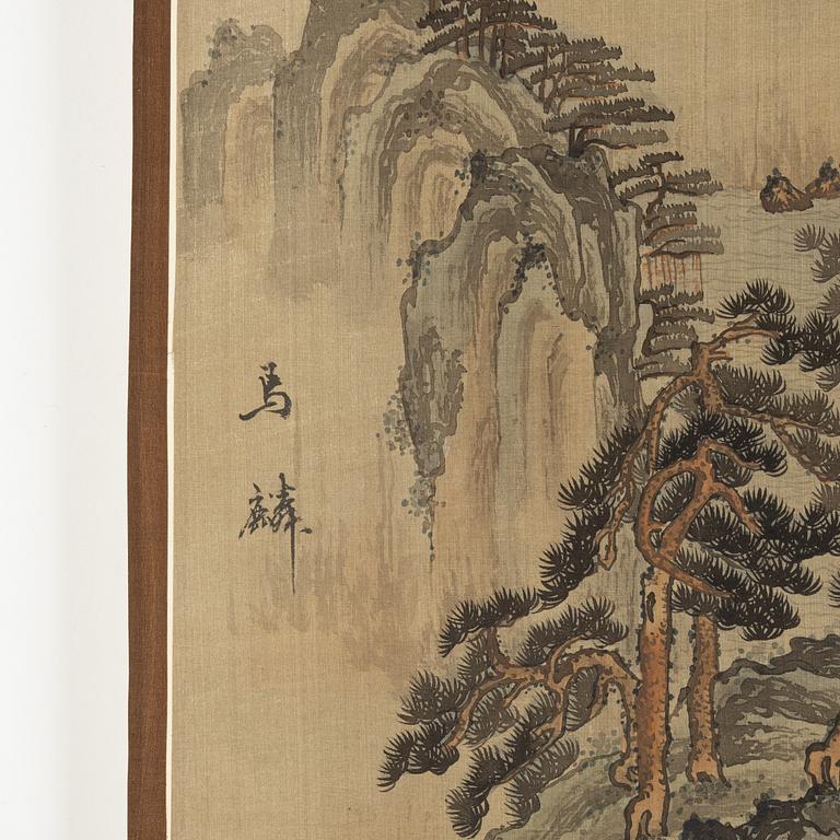 A mountain landscape, signed Ma Lin, but 20th Century after a Song dynasty painting.