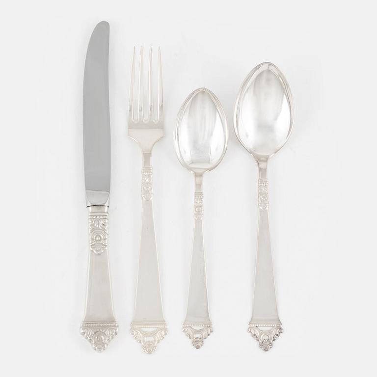 A Norwegian Silver Cutlery, model 'Odel', including mark of Nils Hansen, Oslo (48 pieces).