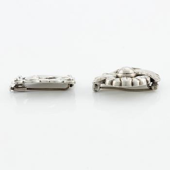Georg Jensen, two brooches, model 71 and 111, sterling silver, Denmark 1933-1944.