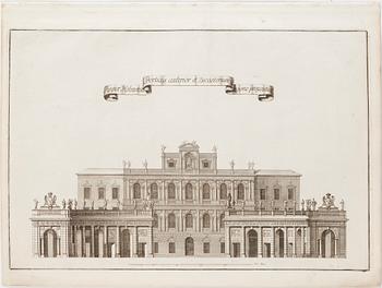 SÉBASTIEN LE CLERC, efter Niccodemus Tessin d.y. 1695, kopparstick, 2st, 1700-tal.