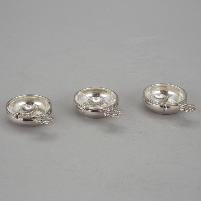 SALTKAR, 3 st, silver, "Konge", Georg Jensen, Danmark. Total silvervikt ca 59 g.