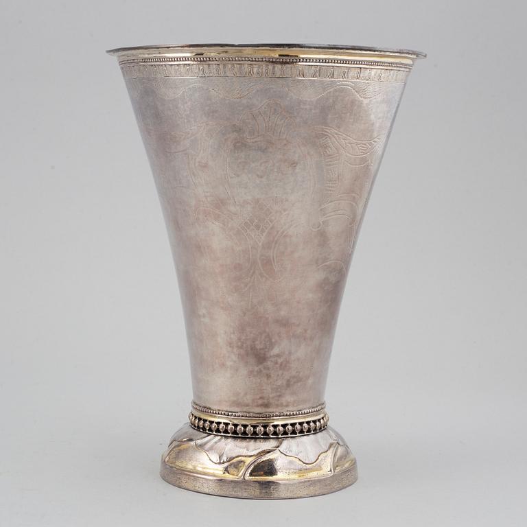 A parcel gilt silver beaker, mark of Erik Ernander, Uppsala 1791.