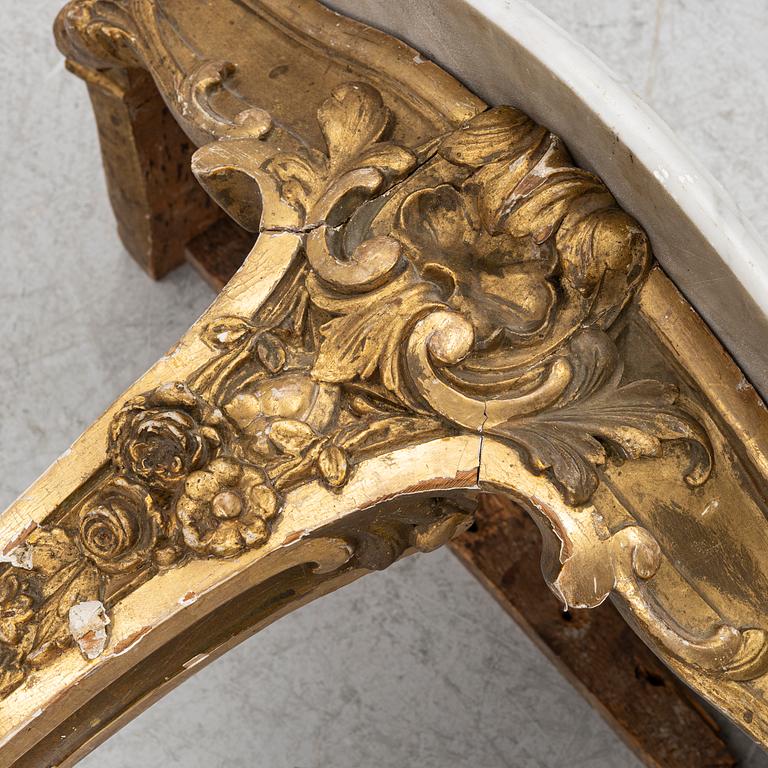 A Swedish rococo-style console table, 19th century.
