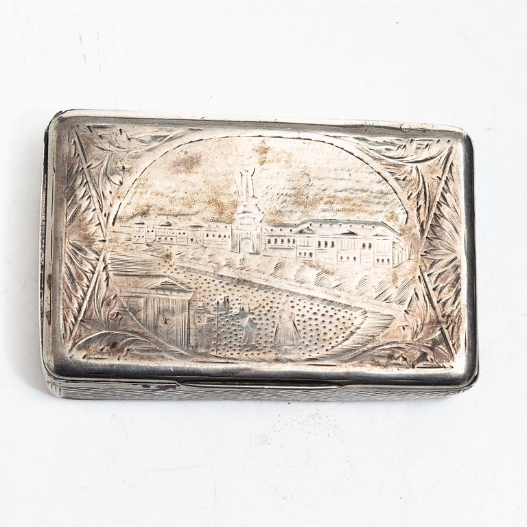 A Russian silver box, Moscow, 1842.
