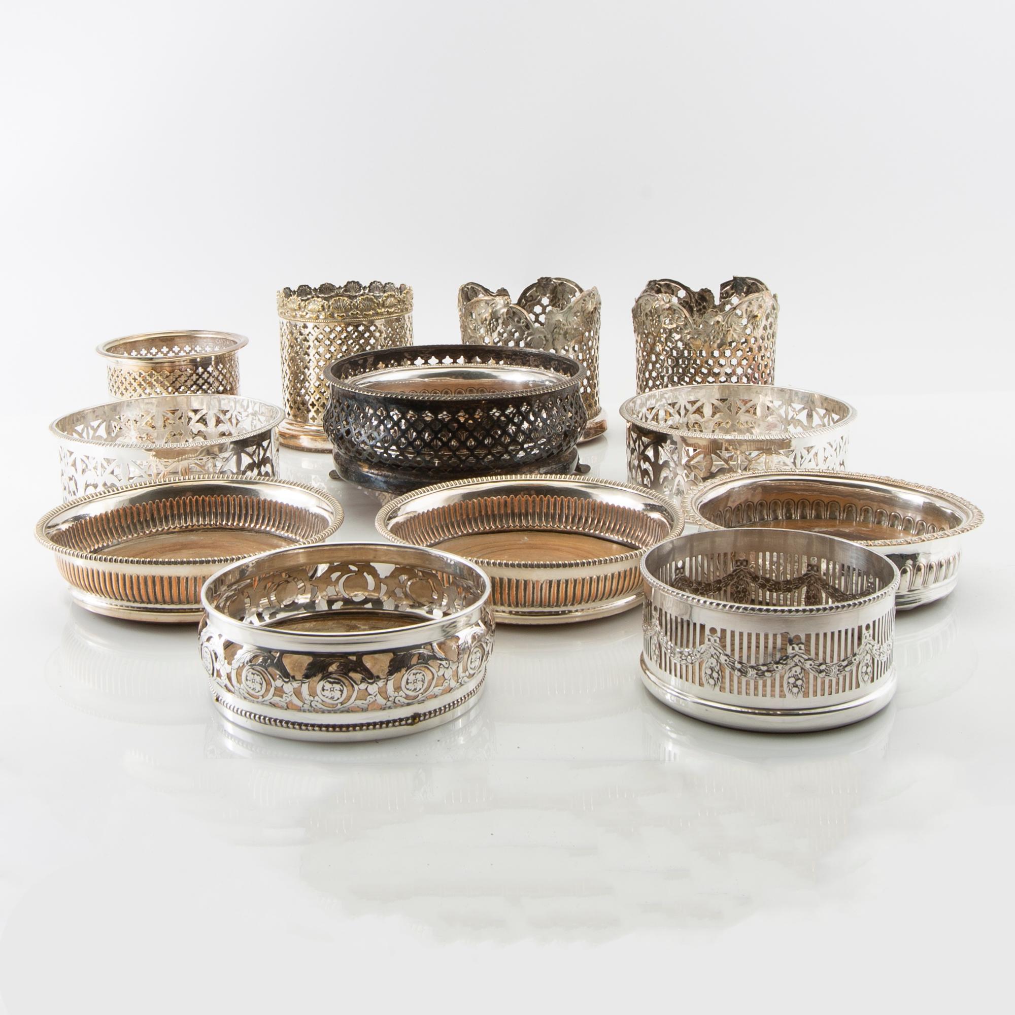 Coasters 13 pcs of silver plate early 20th century.