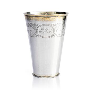 235. A Swedish late 17th century parcel-gilt silver beaker, mark of Christopher Richter, Stockholm 1696.