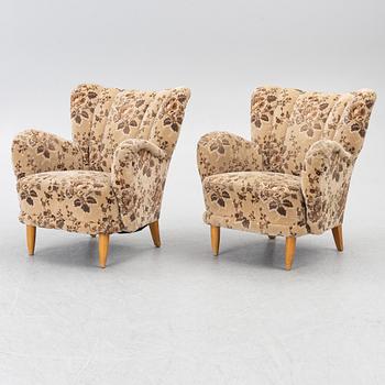 A pair of Swedish Modern armchairs, 1940's/50's.