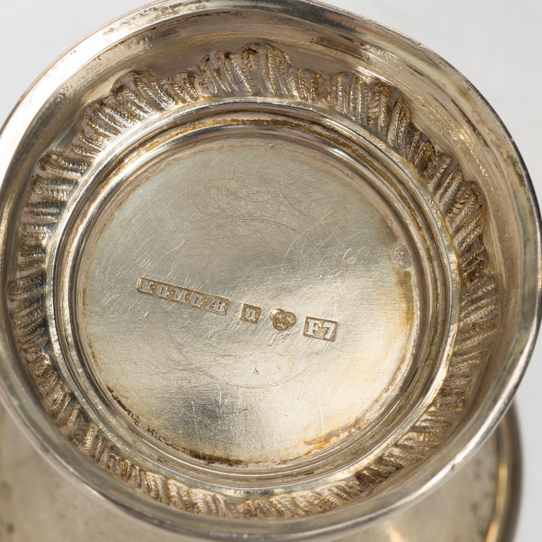 Bägare, 8 st, silver, KG Markströms AB, Uppsala, bl a 1906.