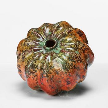 Hans Hedberg, a faience sculpture/ vase of a pumpkin, Biot, France.