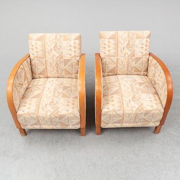 A pair of Art Deco armchairs, probably 1920-30s.