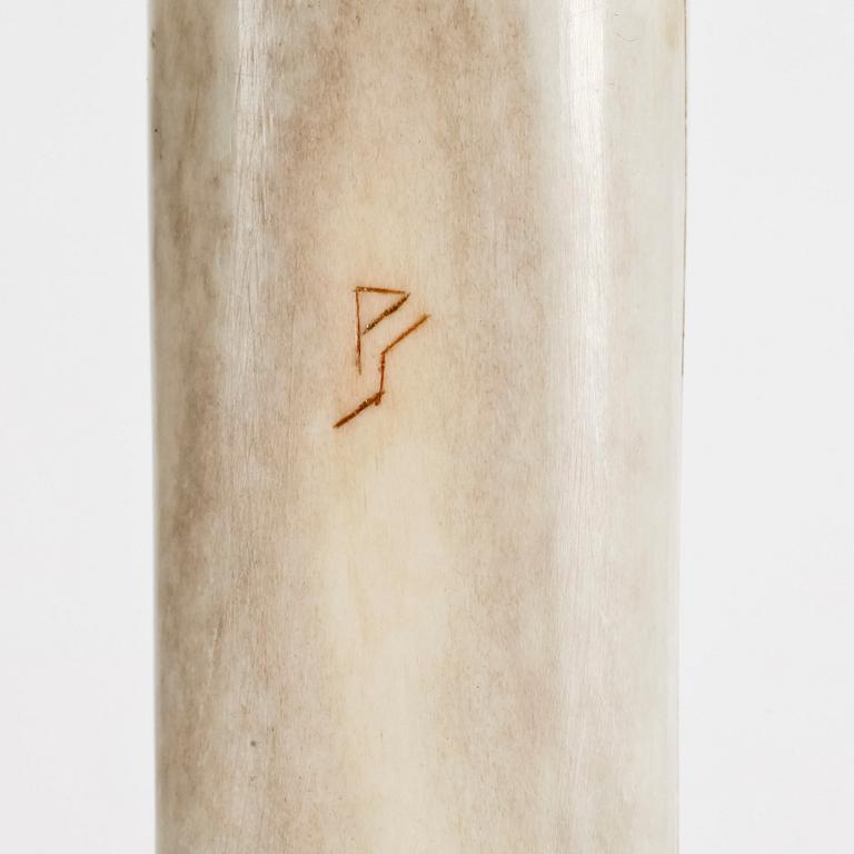 SAMEKNIV, renhorn, sk dubbelkniv, möjligen Per Sunna, monogramsignerad.