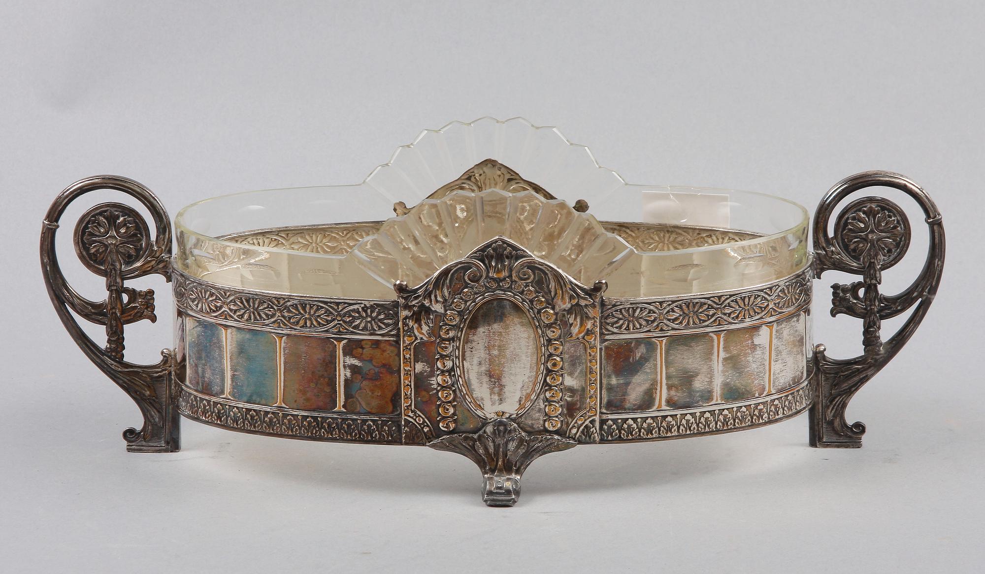 JARDINJÄR, nysilver och glas, senjugend, 1910-tal.
