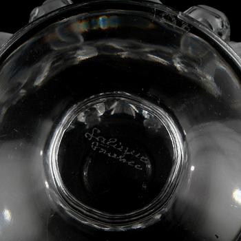 SKÅL PÅ FOT, glas, Lalique, Frankrike, 1900-talets andra hälft.