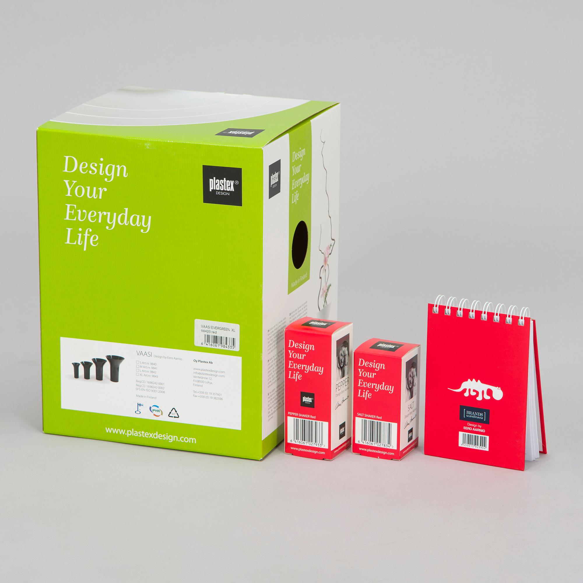 Eero Aarnio, erä kodintuotteita, 13 kpl, eri valmistajia.