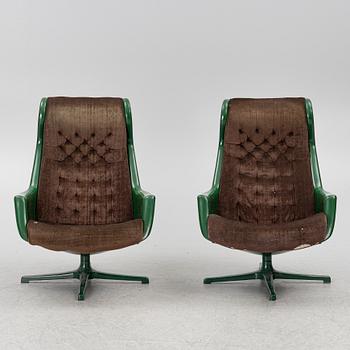 Alf Svensson, & Yngve Sandström, armchairs, a pair, "Form 8"/"Galaxy", DUX, 1970s.