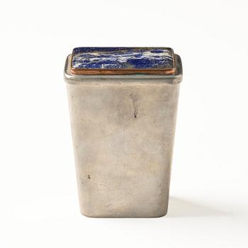 Firma Svenskt Tenn, a lapis lazuli lidded pewter jar, Stockholm, 1930.