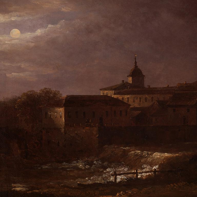 Carl Johan Fahlcrantz, Uppsala cathedral in moonlight.