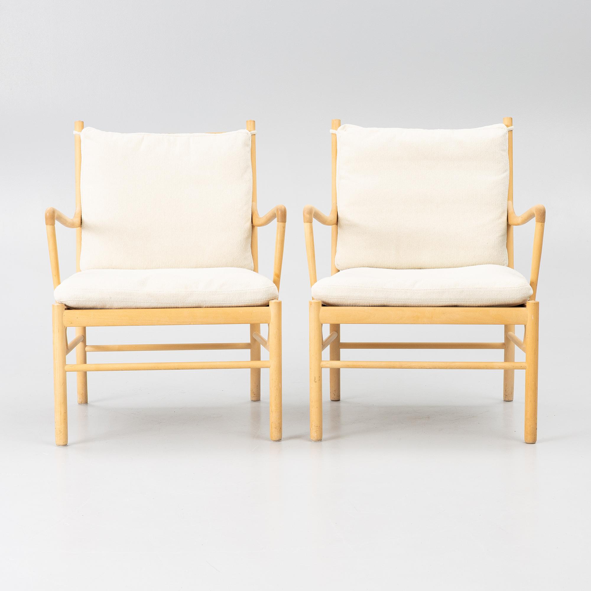 Ole Wanscher, a pair of 'Colonial Chair PJ 149' armchairs, Poul Jeppesen, Denmark.