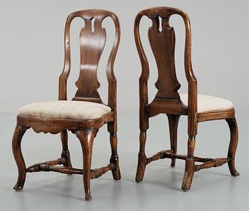 Five Swedish Rococo 18th Century chairs.