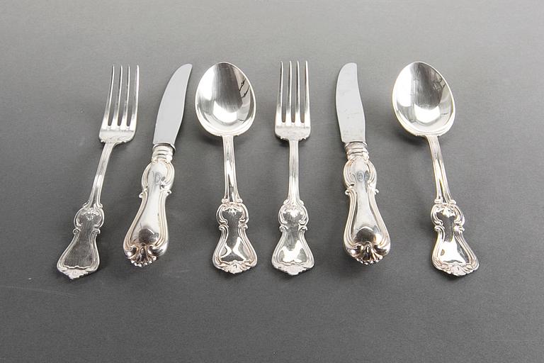 A 36 part 'Olga' silver cutlery, GAB, Eskilstuna, 1988/89.