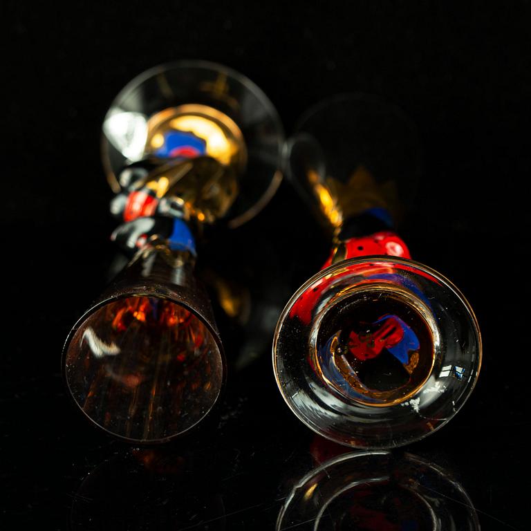 Gunnar Cyrén, a set of six "Devil" shot glasses and a decanter from the "Nobel" series, Orrefors Sweden post 1996.