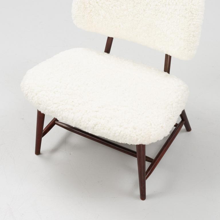 Alf Svensson, a 'TeVe', easy chair with new sheepskin upholstery, Bra Bohag, Studio Ljungs Industrier, 1950s.