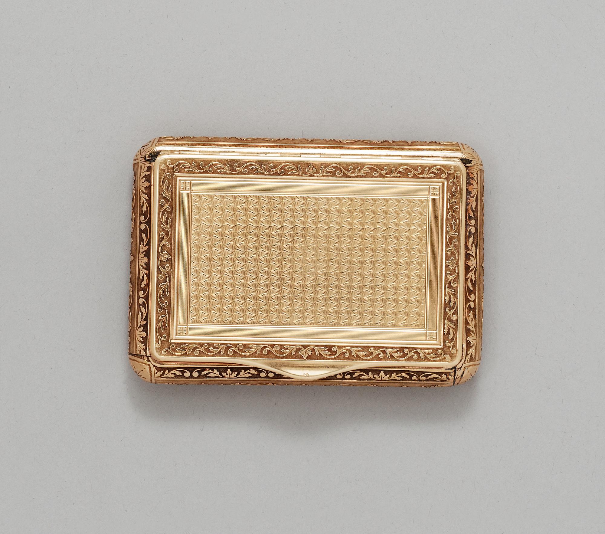 AN 19TH CENTURY SWEDISH 18 K. GOLD-BOX, Marked SG.