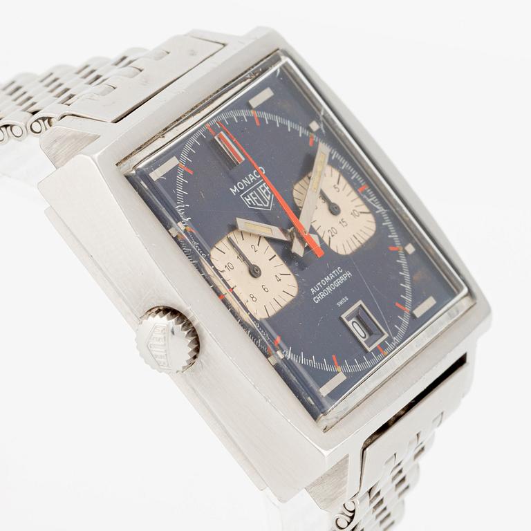 Heuer, Monaco, chronograph, "Steve McQueen", "Transitional Version", ca 1970.