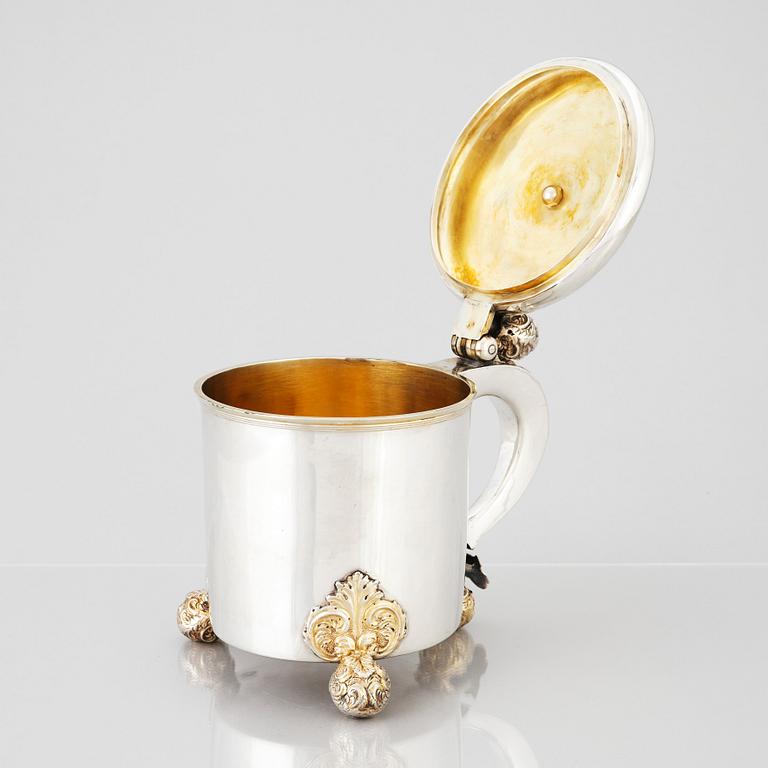 A Swedish 17th Century parcel-gilt silver tankard, Anders Höberg, Gothenburg 1693.