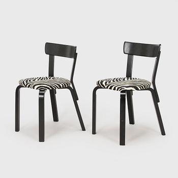 Alvar Aalto, stolar, 6 st, modell 69, Artek, 1900-tal.