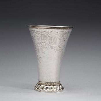 A Swedish 18th century parcel-gilt beaker, marks of Mikael Nyberg, Stockholm 1787.