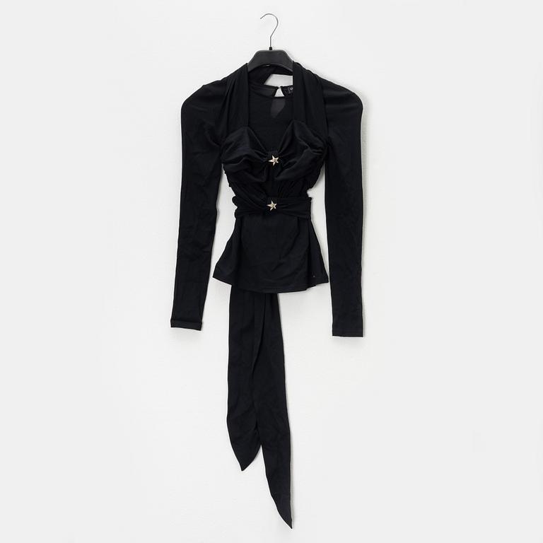 Chanel, A black silk top, size 34.