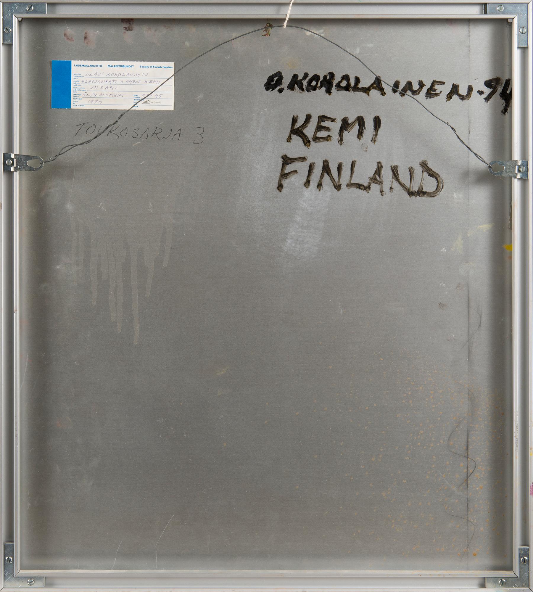OLAVI KOROLAINEN, acrylic on aluminium, signed and dated 1994.